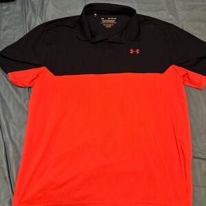 Under Armour Orange and Blue Block Performance Polo